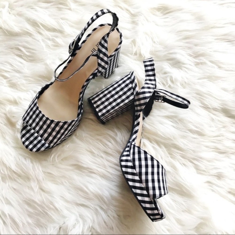 Bar III Calista Platform Sandal Gingham NWT 8.5